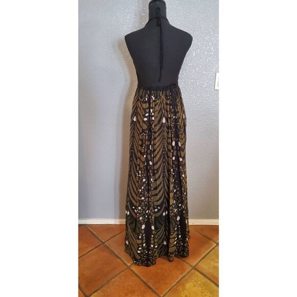 Mara Hoffman Brown Green Black Halter Maxi Dress Open Back - Picture 10 of 15